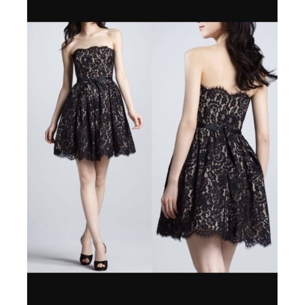Robert Rodriguez Neiman Marcus Black Lace Overlay Strapless Dress Womens Size 10 - Picture 2 of 15